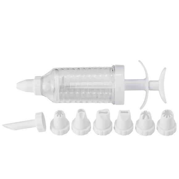 Chef Craft Select Plastic Icing Syringe, 7 inches in Length with 8 Tips, White