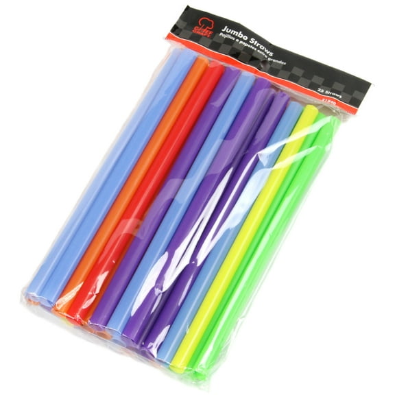 Chef Craft Select Plastic Jumbo Straight Straws, 9 inch 25 piece set, Assorted