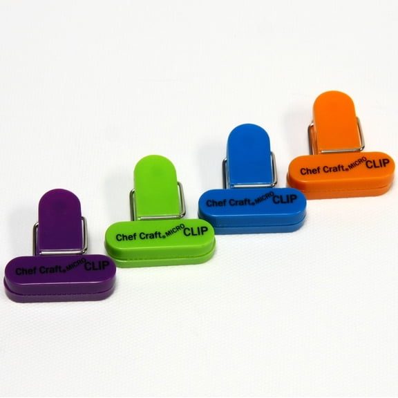 Chef Craft Select Plastic Micro Bag Clip, 4 piece set, Purple/Orange/Green/Blue