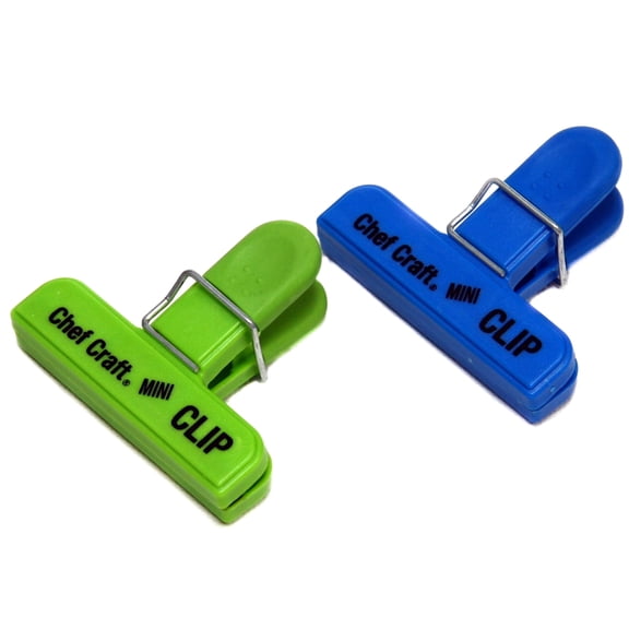 2 Piece Green and Blue Mini Bag Clip Set