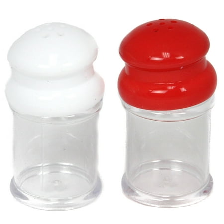Chef Craft Select Plastic Salt and Pepper Shakers, 3 inches in Length 1 Set, Red/White