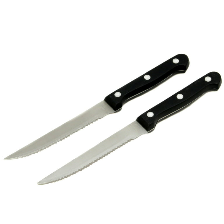 Deik Steak Knives, Serreated Steak Knife Set of 8, Black Stainless Steel  Table Knife Set
