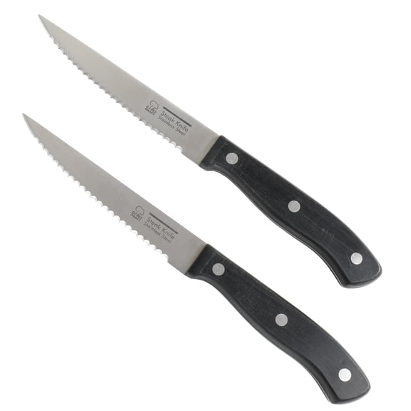 Chef Craft Select Steak Knife Set, 5 inch Blade 2 Piece Set, Stainless Steel/Black