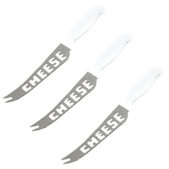 Chef Craft Serrated Stainless Steel Blade Cheese Knife with Pronged Serving Tip 3 Pack