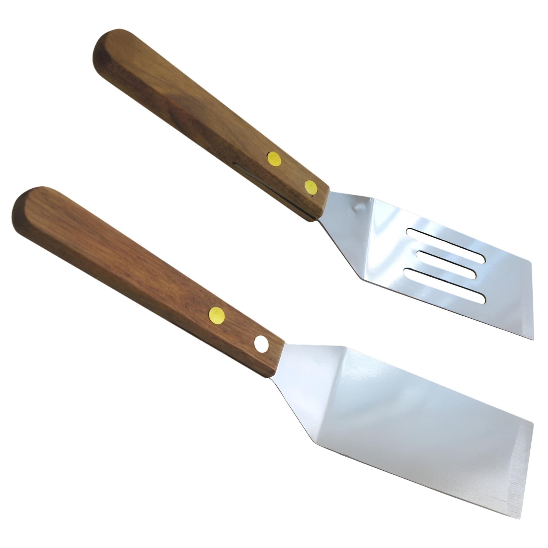 Set of 2 Stainless Steel and Wood Handle Mini Cookie Spatulas