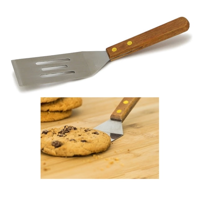 Chef Craft Small Wood Handle Cookie Spatula - Stainless Steel Blade, Perfect For Baking & Serving