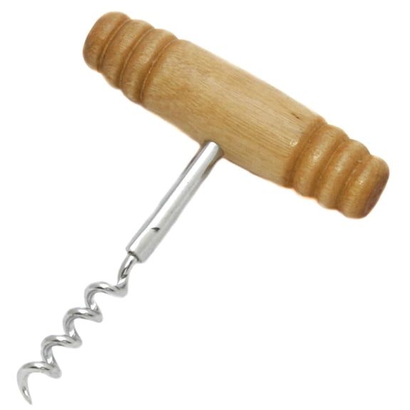 Chef Craft T-Shaped Corkscrew with Wooden Handle - Simply Screw into Cork and Pull