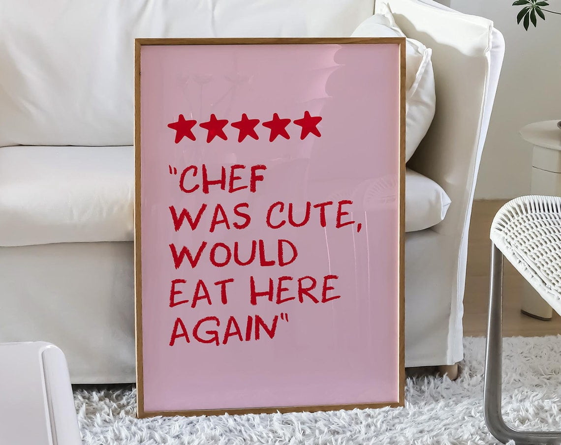 chef was cute aesthetic kitchen print retro wall art... Chef Was Cute Aesthetic Kitchen Wall Decor, Cute Kitchen Art Print ...
