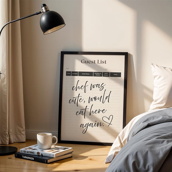 Chef Was Cute Guest Check, Trendy Kitchen Wall Art, Minimal Kitchen Poster, Modern Kitchen Decor, Housewarming Ideas,, Unframed Poster Size 24x36 F03.1.15l50