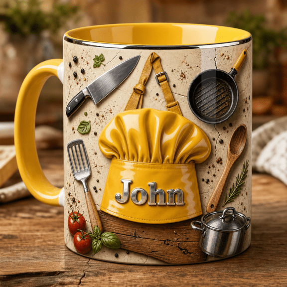 Chef Dad Accent Mug Personalized Cooking Coffee Mug for Father’s Day Gift