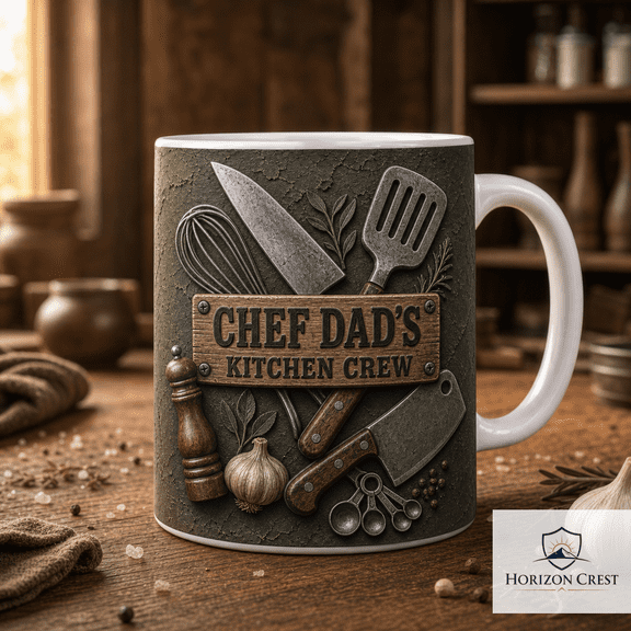 Chef Dad Mug with Kitchen Tools Design, Gift for Cooking Dad and Home Chef