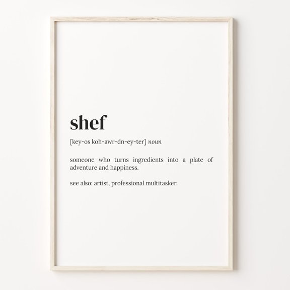 Chef Definition Dictionary Funny Kitchen Poster Unframed Paper Print