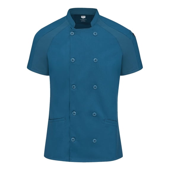 Chef Designs B74030765 Women Airflow Raglan Chef Coat, Teal & Teal Mesh - Large