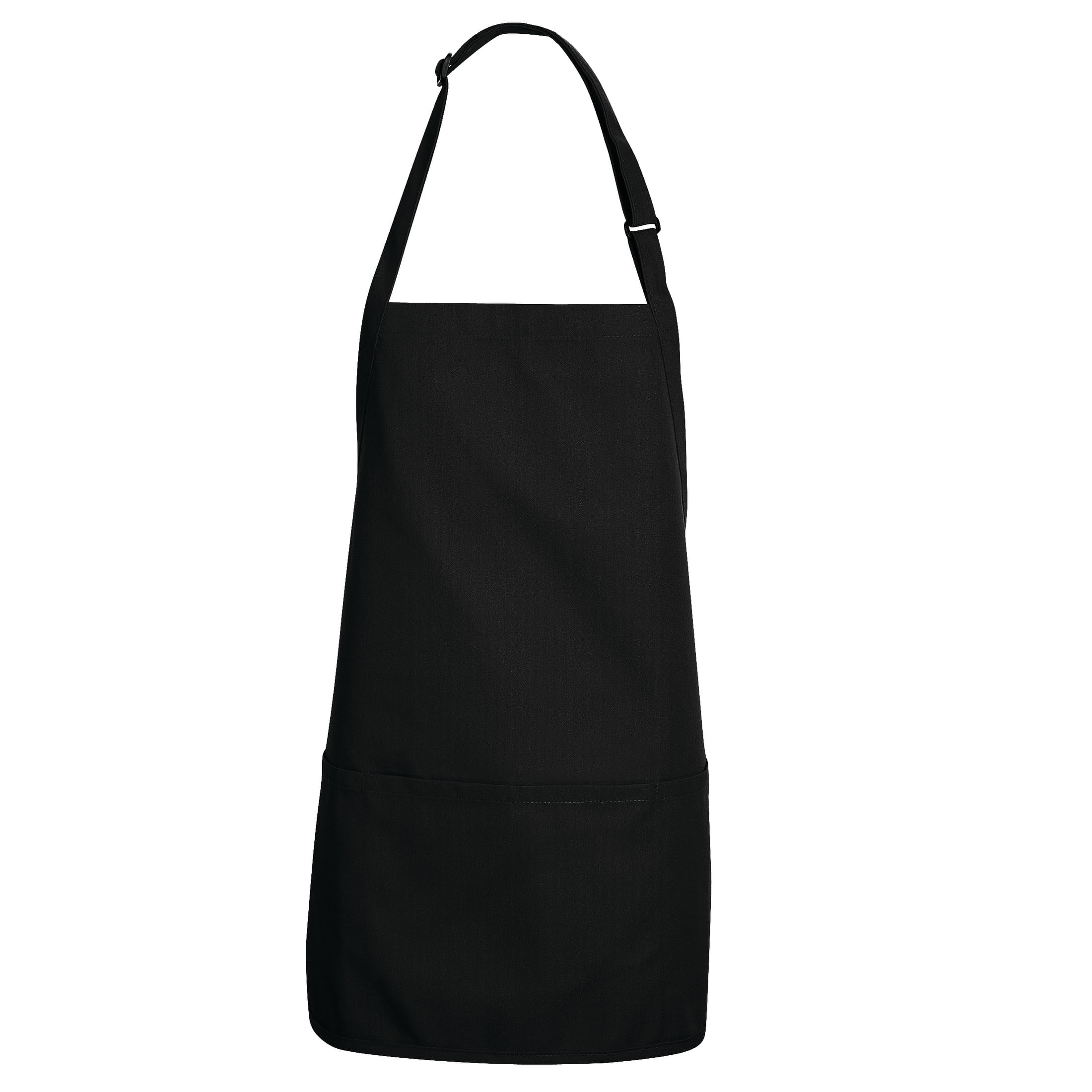 Black Adjustable Short Bib Apron with Pockets