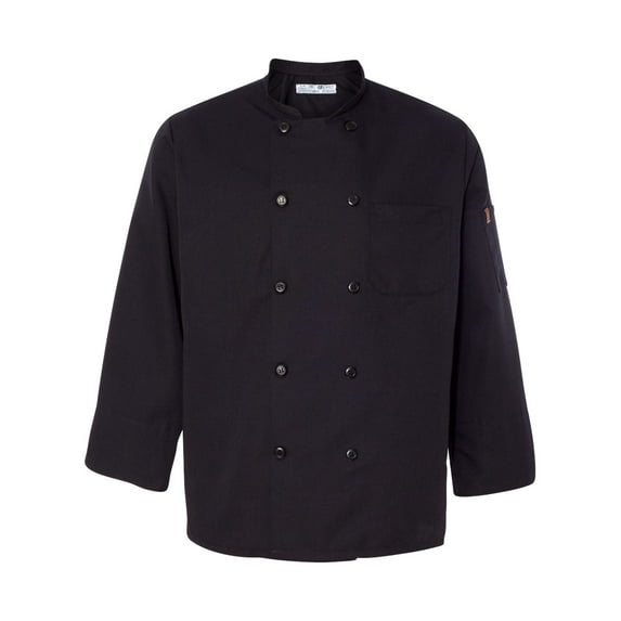 Chef Designs Men's Ten Pearl Button Black Chef Coat, Style 0425