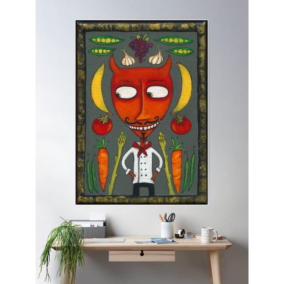 Chef Diablo Poster Wall Art, Modern Wall Decor For Living Room Bedroom, 8x12 UNFRAMED