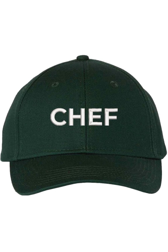 Chef Embroidered Baseball Hat | Professional Cook Head or Sous Culinary Expert Hat | Structured & Adjustable (ForestGreen/White)