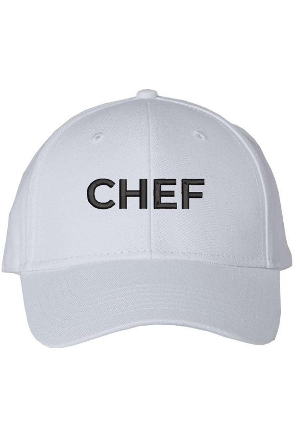 Chef Embroidered Baseball Hat | Professional Cook Head or Sous Culinary Expert Hat | Structured & Adjustable (White/Black)