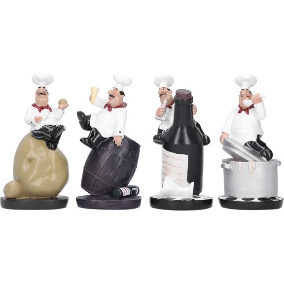 Chef Figurine, Kitchen Decor Cooking Chef with Figurine Counter Top Statue Collectible Figurine for Cabinet Cupboard Restaurant