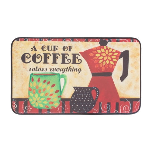 chef gear anti-fatigue faux-leather 18" x 30" coffee mama kitchen mat
