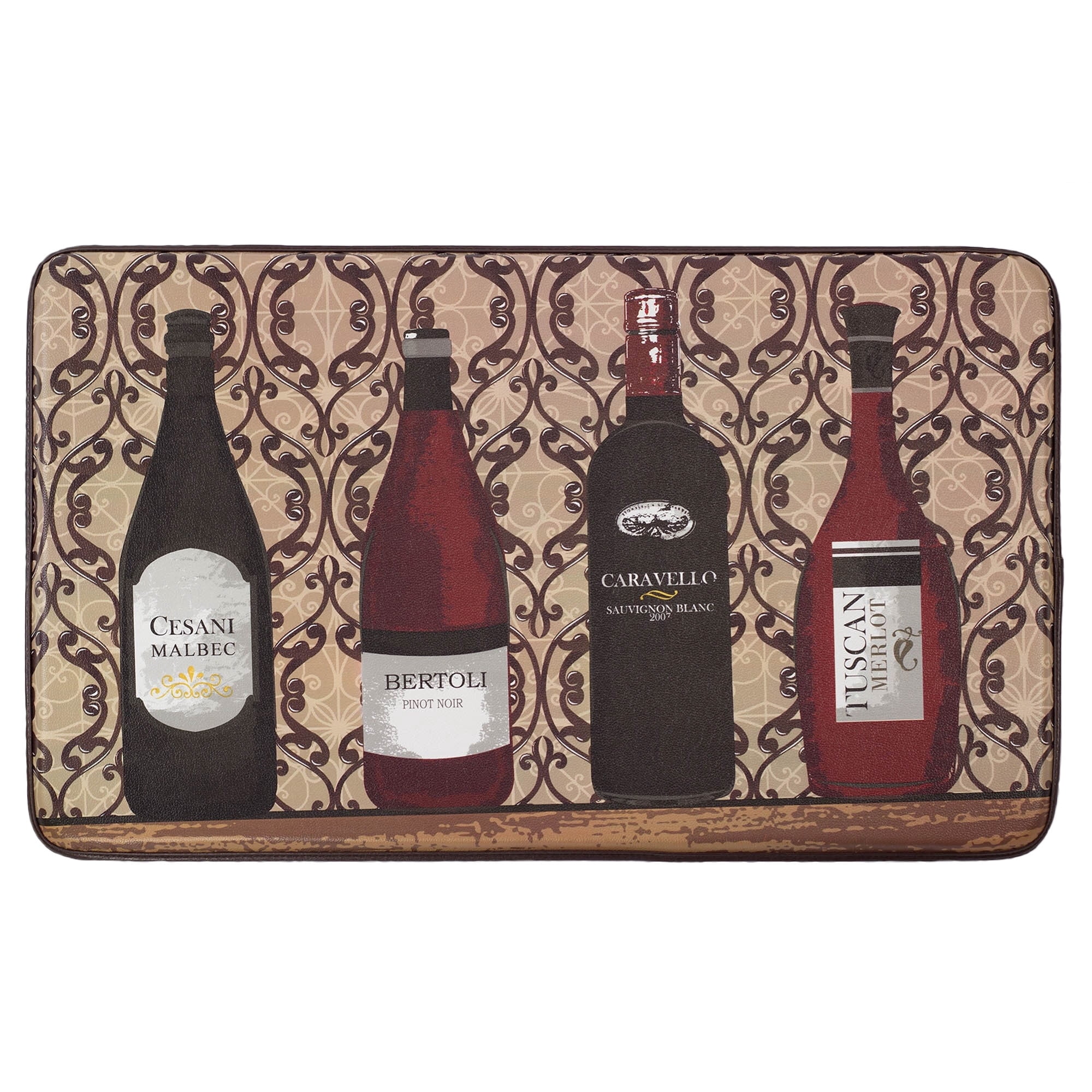 Chef Gear  Assorted Wines Faux Leather Anti-Fatigue Cushioned Chef Mat (1'5" x 2'5")