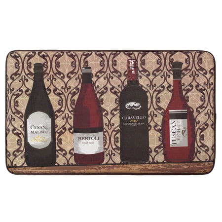 Chef Gear Assorted Wines Faux Leather Anti-Fatigue Cushioned Chef Mat (1'5" x 2'5")
