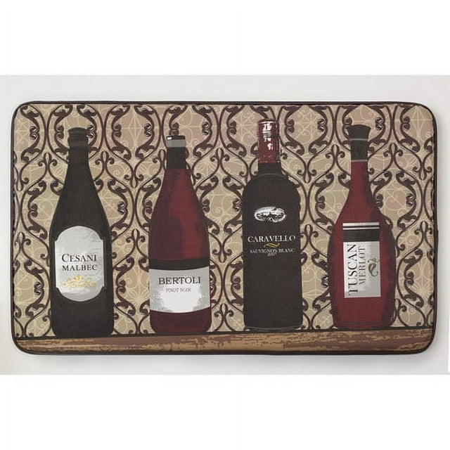 Chef Gear Assorted Wines Faux Leather AntiFatigue 18" x 30" Cushioned Chef Mat