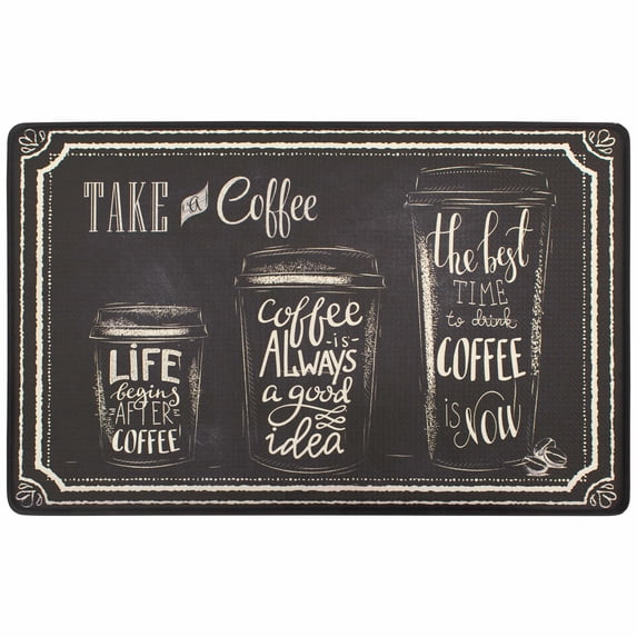 Chef Gear Take a Coffee 20 x 39 in. Gelness Mat, Black