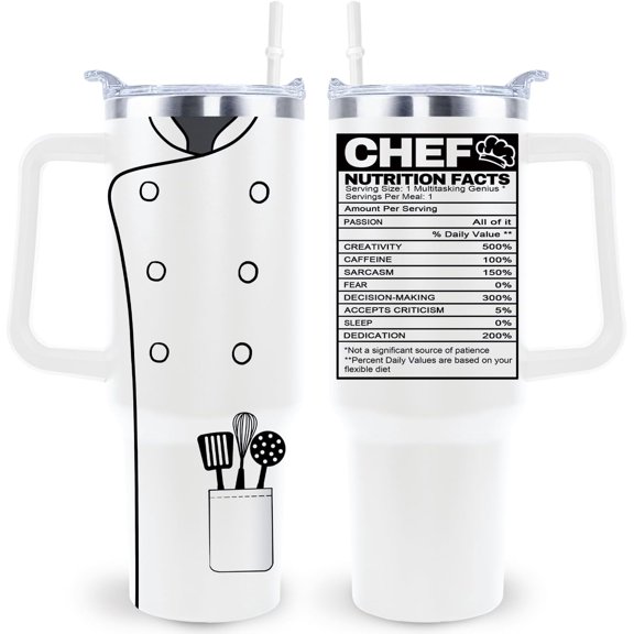 Chef Gifts Chef Tumbler Cup Chef Gift Ideas For Women Men Cool Funny 40 Oz Chef Travel Mug With Lid Straw and Handle