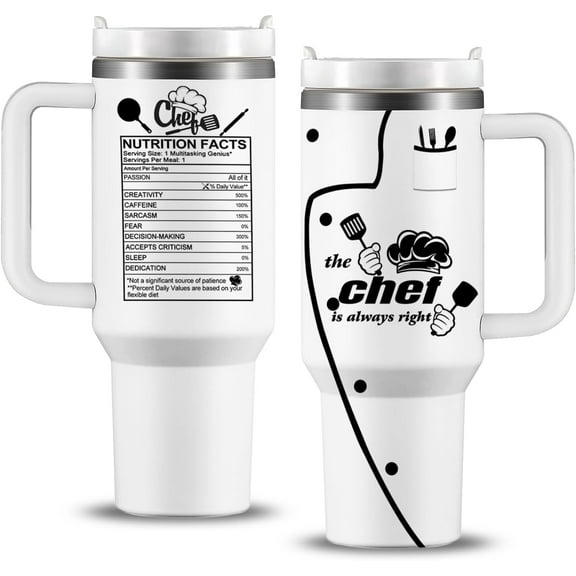 Chef Gifts for Men Women - 40oz Stainless Steel Chef Tumbler with Handle, Chef Cup,Gifts for Chefs,Cooking Lovers Gift Ideas, Baking/Culinary Gifts, Christmas Birthday Gifts for Chef Dad Husband