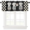 thumbnail image 1 of Chef Gnome Curtain Valance, The Kitchen is The Heart of The Home Cooking Cake Black Buffalo Check Short Rod Pocket Window Treatment for Living Room, Bedroom, Kitchen,1 Panel, 54" W x 18" L, 1 of 5