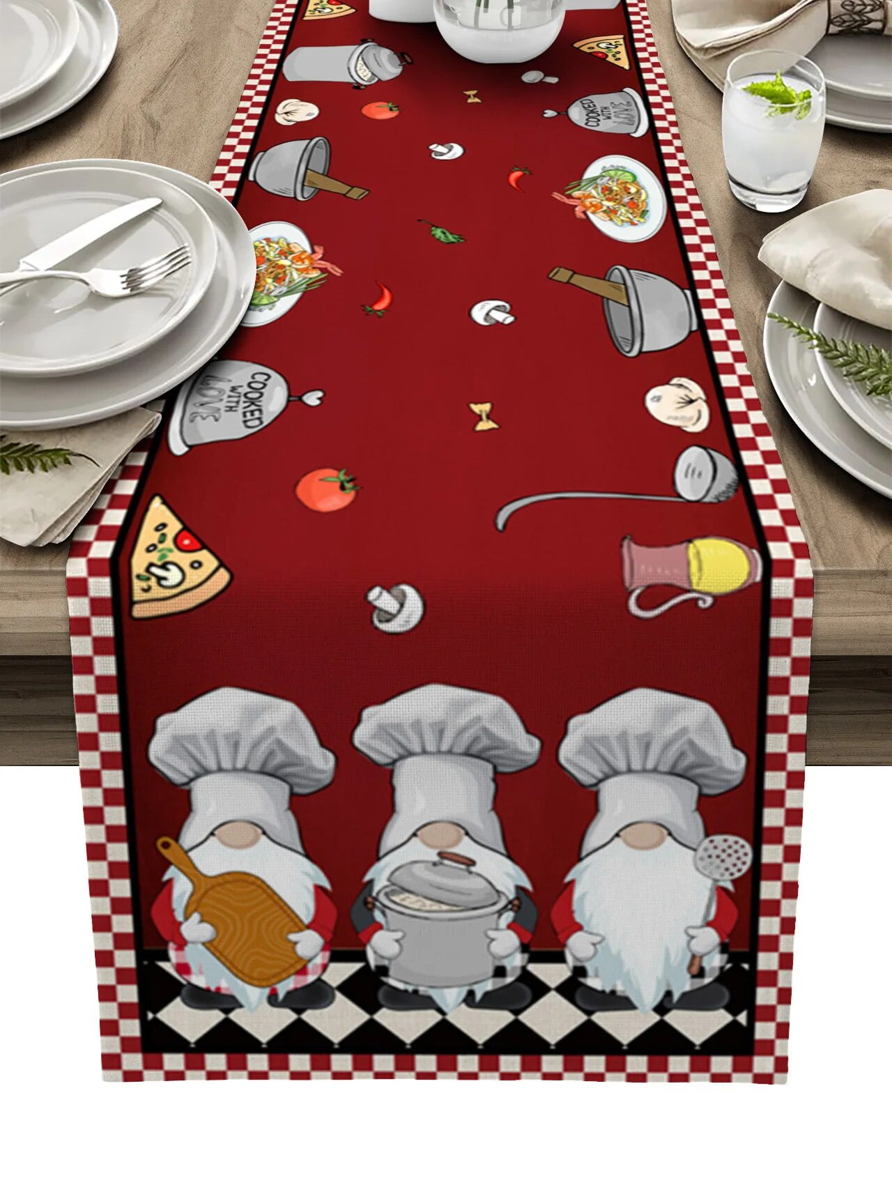 Chef Gnome Kitchen Table Runner Home Wedding Table Flag Mat Table ...