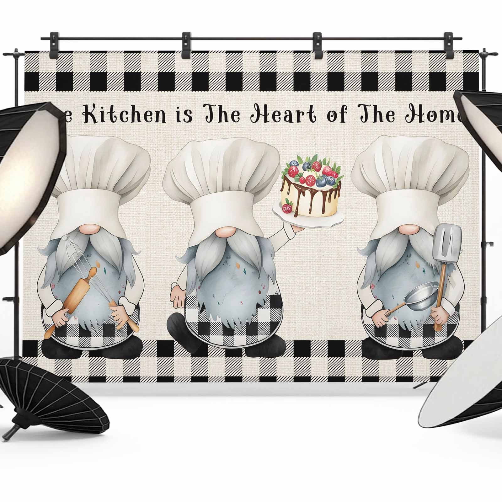 Chef Gnomes Backdrop for Photography,Fabric Photo Background Backdrop ...
