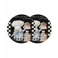 thumbnail image 1 of Chef Gnomes Round 15 Inch Placemats Set of 2, Black White Plaid Dessert Maker Cake HeatResistant Non Slip Place Mats for Dining Table, Wipeable Braided Kitchen Table Mats for Housewarming, 1 of 9