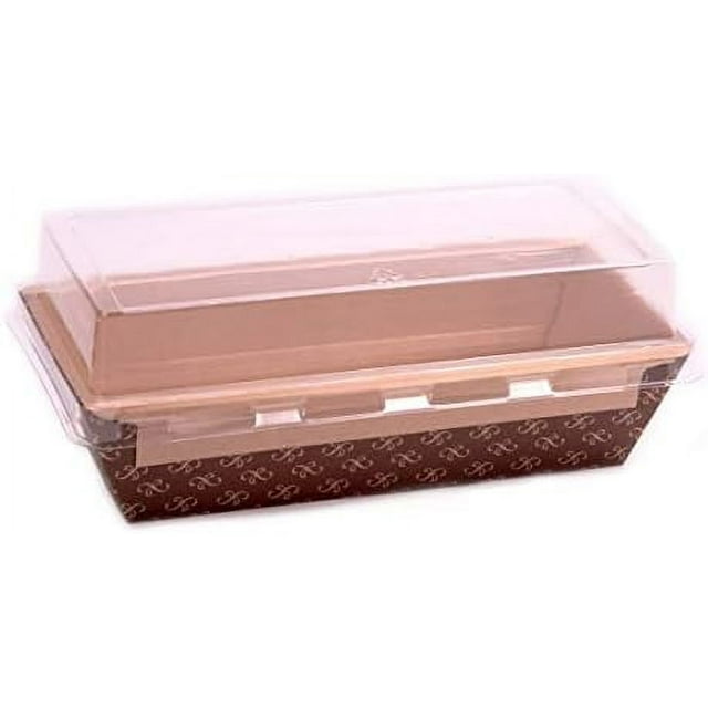 Chef Grade 8X4in 1Lb Paper Loaf Pans W/ Lids 50 Pack. Disposable