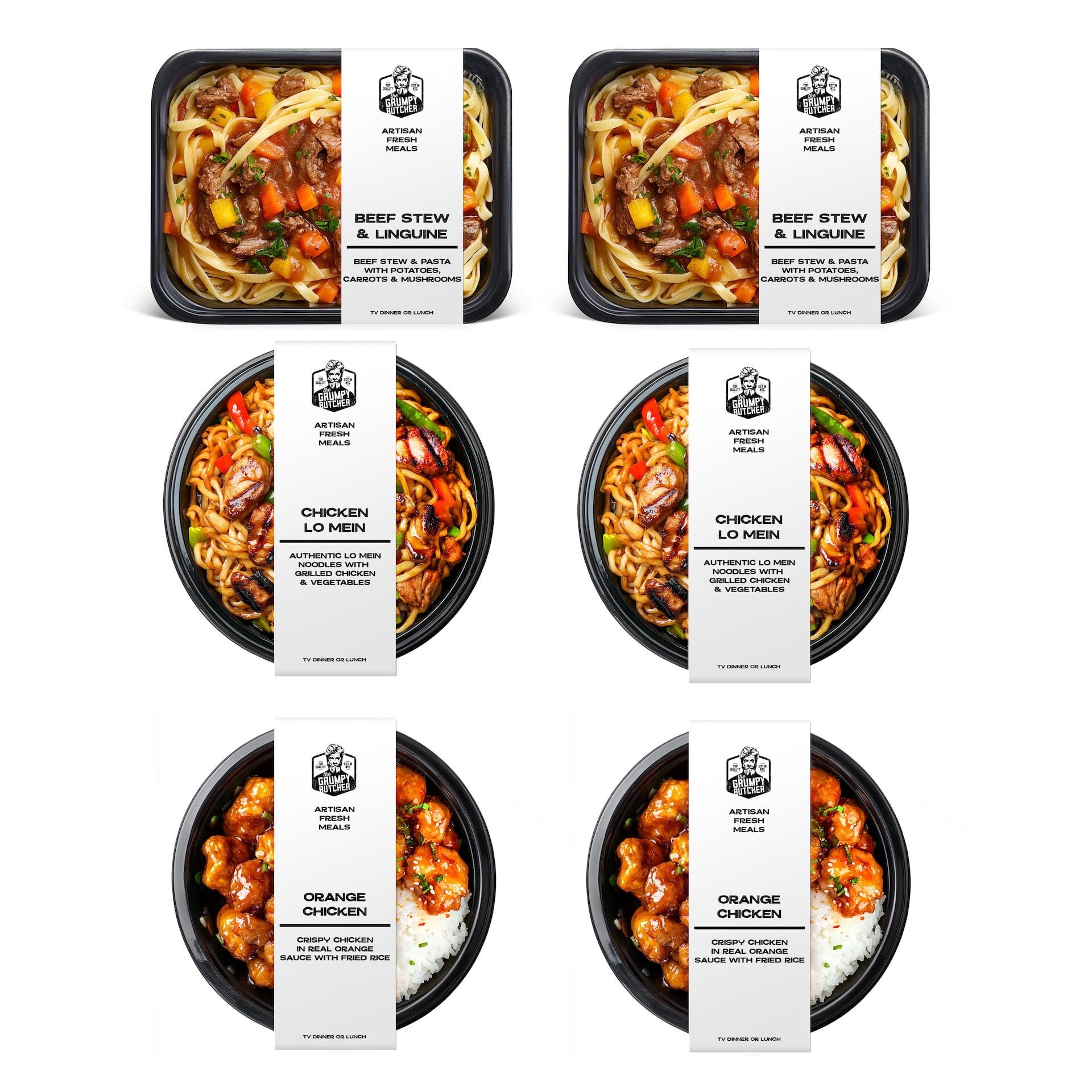 Grumpy Butcher Premium Meals East and West Sampler Set, 6 ct, 12 oz tray