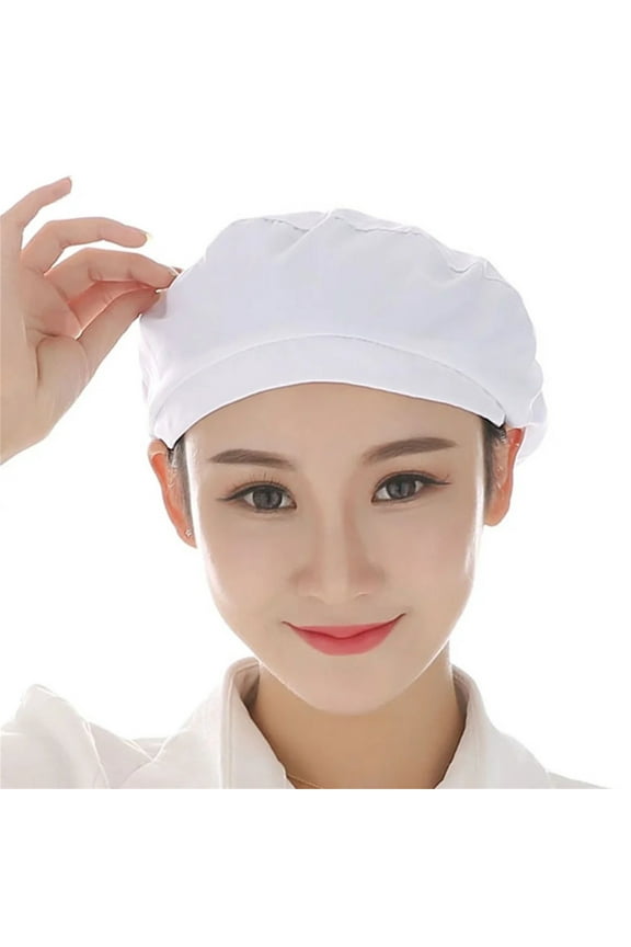 Chef Hat Adjustable, Professional Cooking Cap for Kitchen, Breathable Mesh Lining, Quick Dry Stain Resistant, Washable Food Service Work Beanie Under $1 White by Fnhpitd