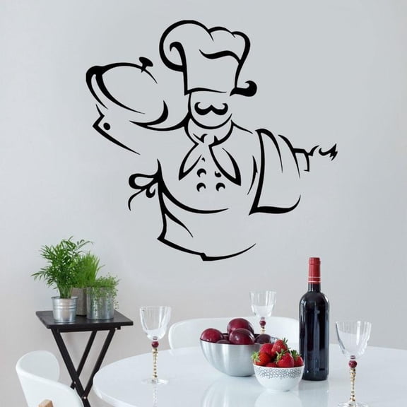 Chef Hat Apron Towel Bonn Appetite Kitchen Wall Sticker Interior Decor For Restaurants Decals Removable Mural Wallpaper 44x42cm