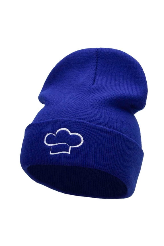 Chef Hat Embroidered 12 Inch Long Knitted Beanie - Royal OSFM