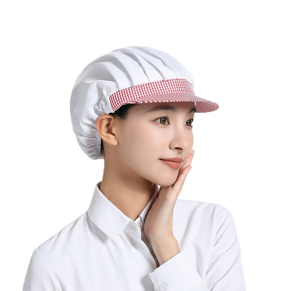 Chef Hat Kitchen Cooking Chef Cap Food Service Hair Nets B-Red