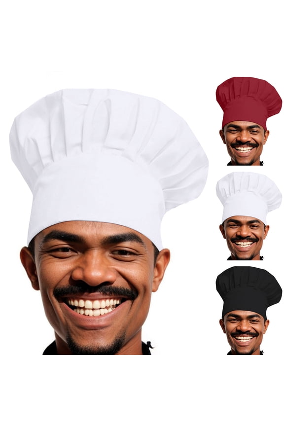 Chef Hat, Traditional Pleated Cotton Toque Blanche for Professional Kitchens, Standard Headwear for Bakers, Culinary Students, and Restaurant Staff. Black