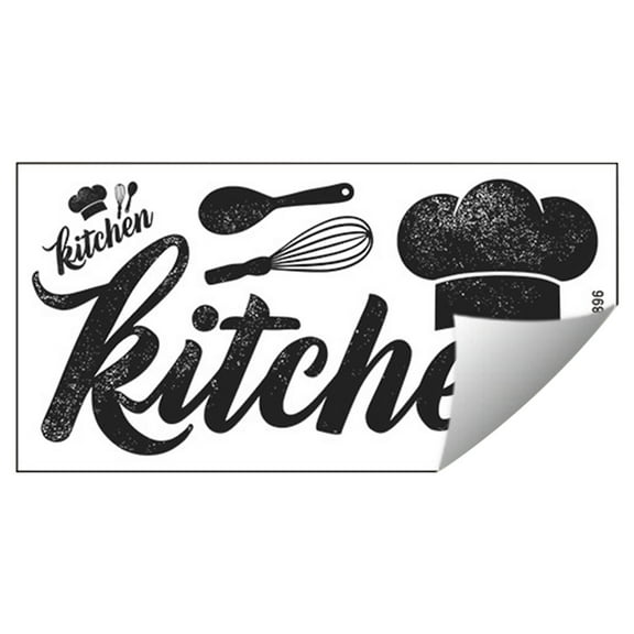 Chef Hat & Utensils Wall Decal, 20X39Cm, Pvc Material, For Kitchen Decor, Removable & Educational