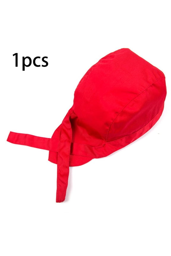 Chef Hat for Women Men Adjustable Unisex Sushi Beanie Chef Mesh Top Skull Cap Kitchen Cooking Food Cap, Red