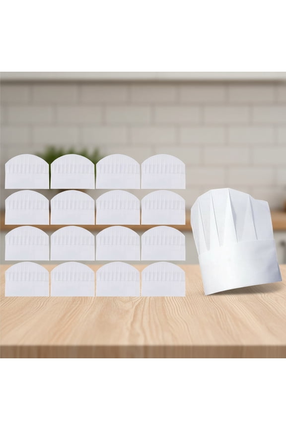 Chef Hats 50 Pack Disposable Paper Chef Hats, White Chef Toques Caps for Home Kitchen, Baking and Party Favors