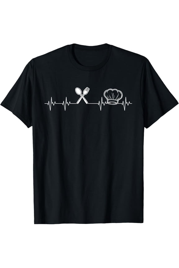 Chef Heartbeat Funny Culinary Chef Gift Cooking Lover T-Shirt100% pure cotton short-sleeved shirt for both men and women