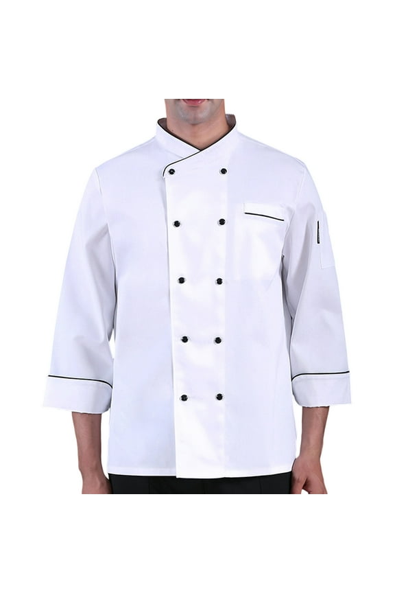 Chef Jacket Double Breasted Solid Color Exquisite Buttons Kitchen Wear Men Women Static-free Bakery Food Service Coat Uniform for Restaurant Hotel Home