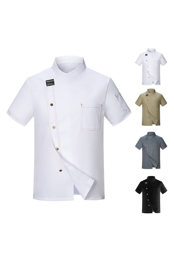 Chef Jacket for Men Hotel catering chef overalls Unisex Chef Jacket Long Sleeve Kitchen with Distinctive Red Button Design for Hotel Restaurant Staff,Khaki,XXXL