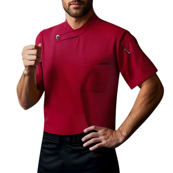 Chef Jacket for Men Unisex Chef Jacket Classic Chef Coat Restaurant Kitchen Chef Uniform,Red,XXXXXL