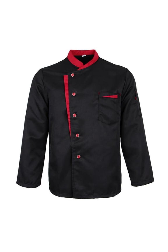 Chef Jacket with Snaps Jacket Long-sleeved Chef Shirt Work Jacket Unisex Chef Workwear - Black XL, as described