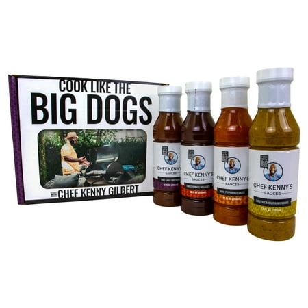 Chef Kenny Gilbert's Ultimate BBQ Sauce Gift Set Includes Carolina MUSTARD, SWEET, HALF & HALF + HOT SAUCE